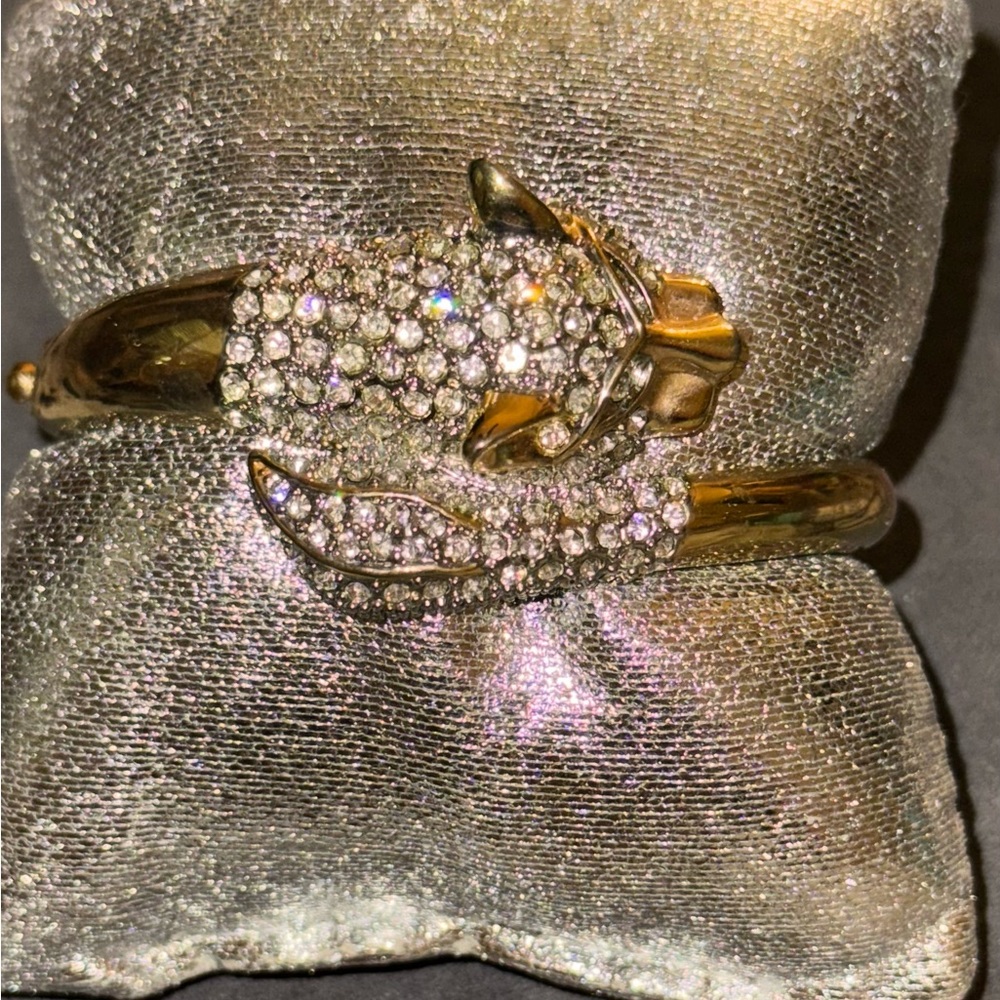 MOV WIFE VTG Gold Pave Crystal Panther Bracelet - Picture 4 of 17